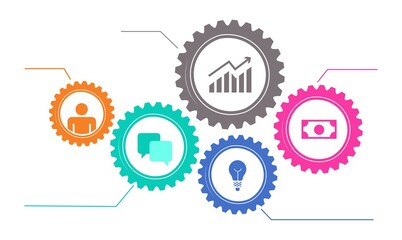 Business icons in gears. Vector illustration.