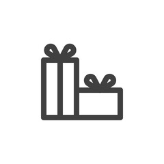 Xmas gift boxes line icon. linear style sign for mobile concept and web design. Christmas present box outline vector icon. Symbol, logo illustration. Vector graphics