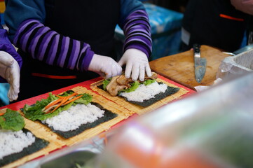전주 야시장에서 파는 삽겹살 김밥