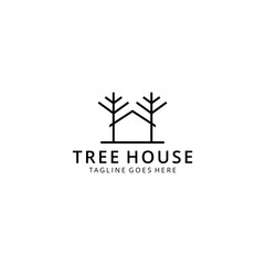 Illustration green leaf with house modern farm logo design template