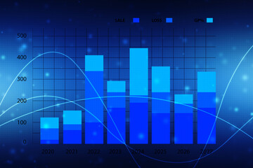 Futuristic raise arrow chart digital transformation abstract technology background. Big data and business growth currency stock and investment economy