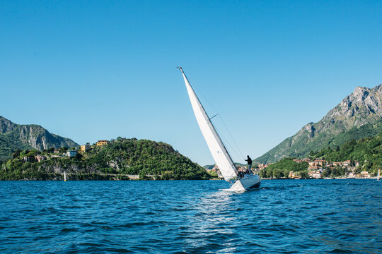 Sailboat sailing on the lake