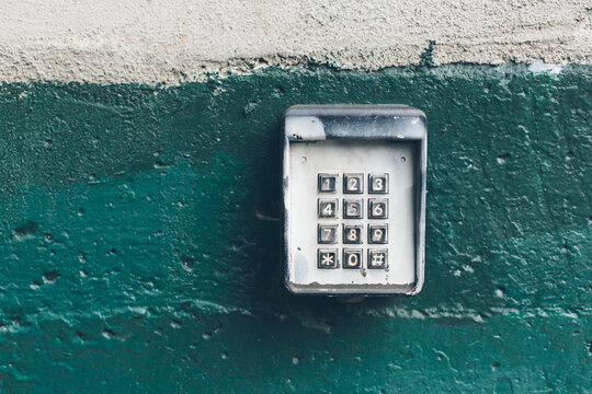 Security access keypad on building exterior