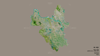 Fototapeta premium Ha Noi - Vietnam. Bounding box. Satellite