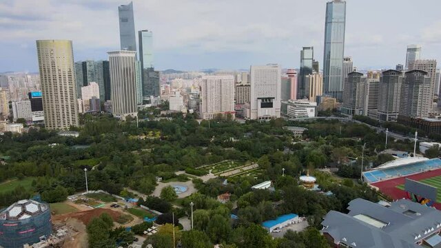 aerial shot of dalian labour park