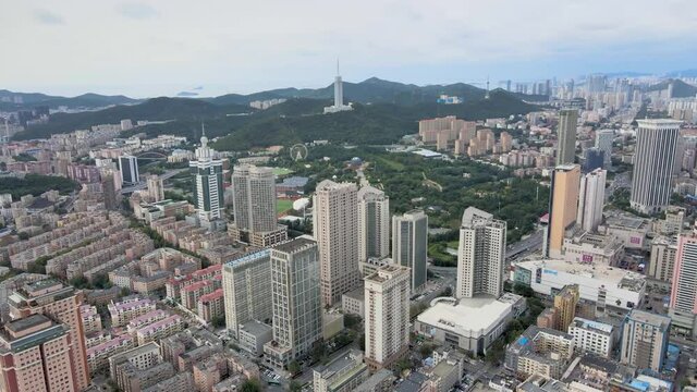aerial shot of dalian labour park