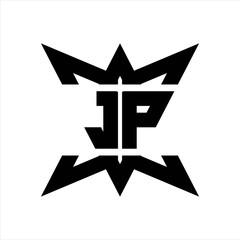 JP Logo monogram with crown up down side design template