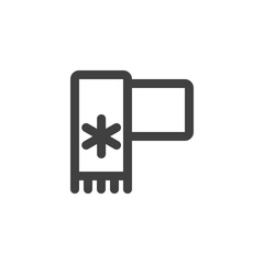 Winter scarf line icon. linear style sign for mobile concept and web design. Scarf with snowflake outline vector icon. Symbol, logo illustration. Vector graphics