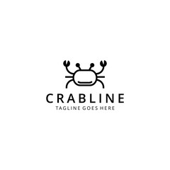 Illustration crab sea animal with line art sign abstract modern logo inspiration