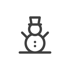 Snowman with hat line icon. linear style sign for mobile concept and web design. Xmas snowman outline vector icon. Symbol, logo illustration. Vector graphics