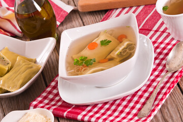 Maultaschen - swabian filled pasta ( ravioli ).	