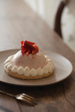 Strawberry-rosemary-white chocolate and pistachio closeup shoot