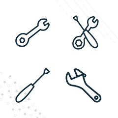 service icon. repair, wrench, screwdriver line icon set