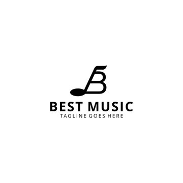 Illustration music note abstract with B sign logo design template