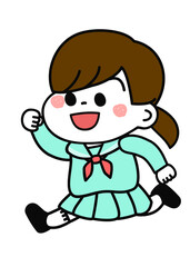 セーラー服女の子　走る