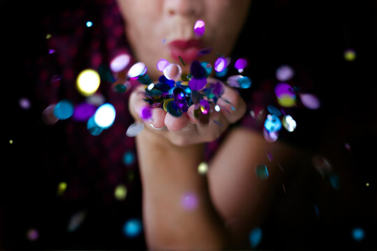 Female confetti blow