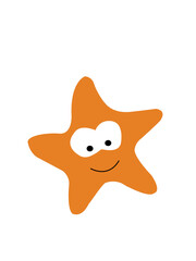 drawing funny cartoon starfish character with smile on face,