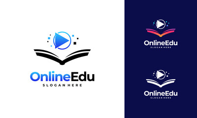 Online Education logo designs concept, Online Video Education Logo designs