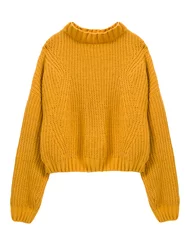 Tuinposter Sweater yellow color isolated on white.Trendy women's clothing.Knitted apparel. © nys