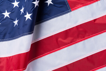 Waving flag of United States of America, close up