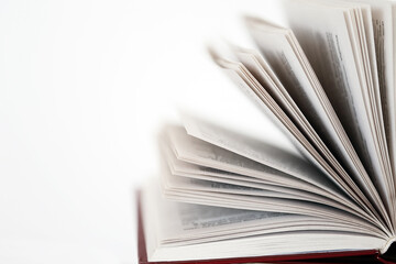 books .Learning, knowledge and hobby concept.Paper book on a white background. Book pages close up background.Education and reading  concept