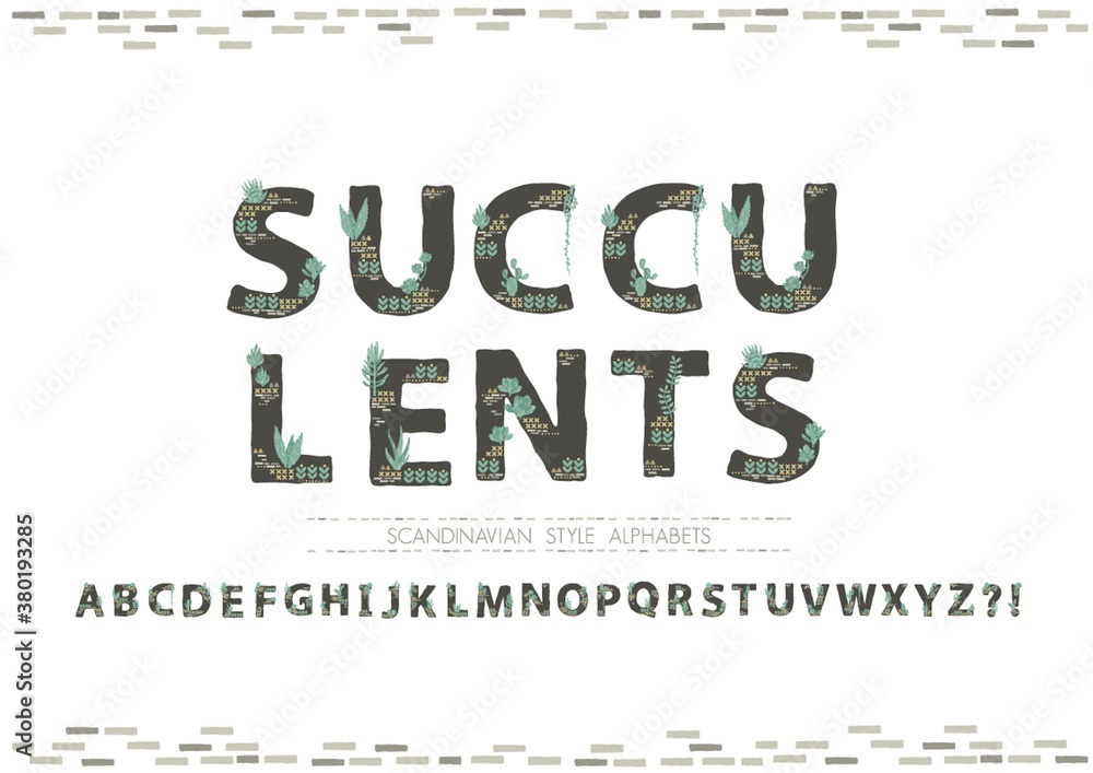 Wall mural Succulent inspired letter collection