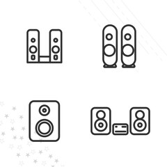 speakers. stereo speakers with subwoofer line icon set