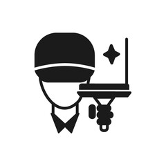 Man cleaning with window wiper