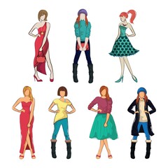 collection of fashion models in various outfit