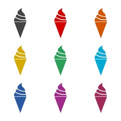 Ice cream icon set flat style, color set