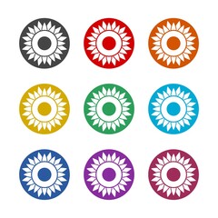 Simple Sunflower icon, color set
