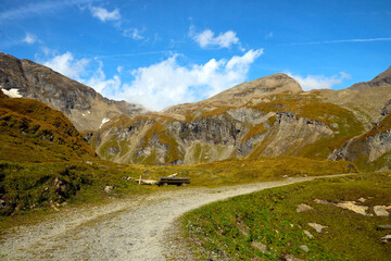 View of the Alps in autumn on a sunny day.