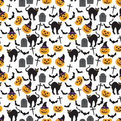 seamless pattern design with cute halloween ornament, copy space