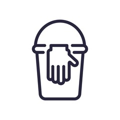 washing gloves on bucket of water