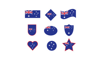 Australia flag set shape symbol vector illustration