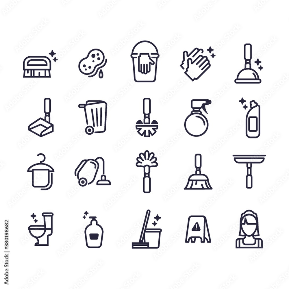 Sticker set of cleaning icons