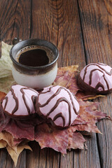 Pink zephyr with chocolate and coffee