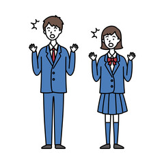 Fototapeta premium びっくりする男女中高生