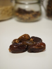 some dates on a white table
