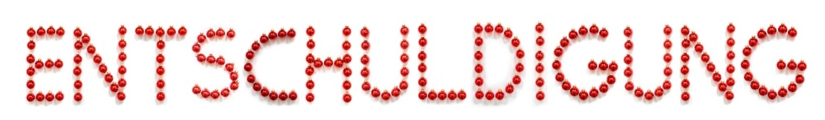 Red Christmas Ball Ornament Building German Word Entschuldigung Means Apology. Festive Christmas...