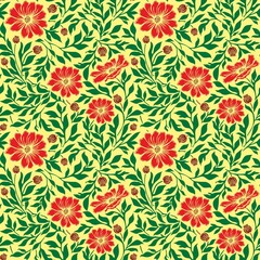 Floral ornament with large poppies. Rich, Seamless floral pattern. Royal seamless pattern for wallpapers, textile, wrapping, wedding invitation.