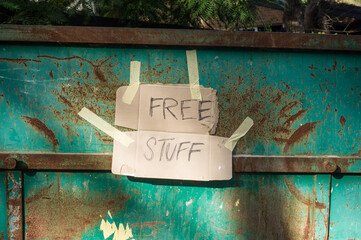 sign on a dumpster