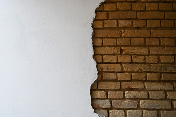 cracked brick wall and putty