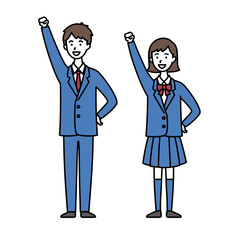 ガッツポーズの男女中高生