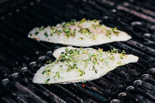 Food: Lemon balm marinated sea bream on the grill