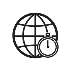 Globe with stopwatch concept icon