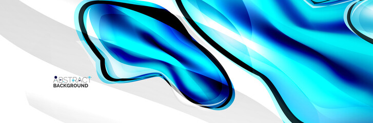 Vector abstract background, flowing liquid style bubble with metallic, color quicksilver chrome texture and color glow effects