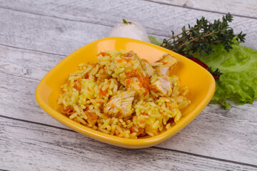 Traditional Pilaf with chicken and carrot