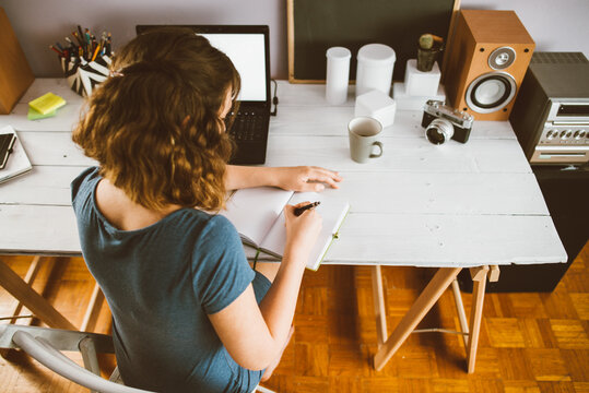Anonymous Woman Working In The Home Office