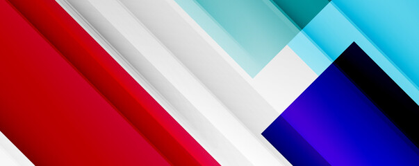 Obraz premium Geometric abstract backgrounds with shadow lines, modern forms, rectangles, squares and fluid gradients. Bright colorful stripes cool backdrops